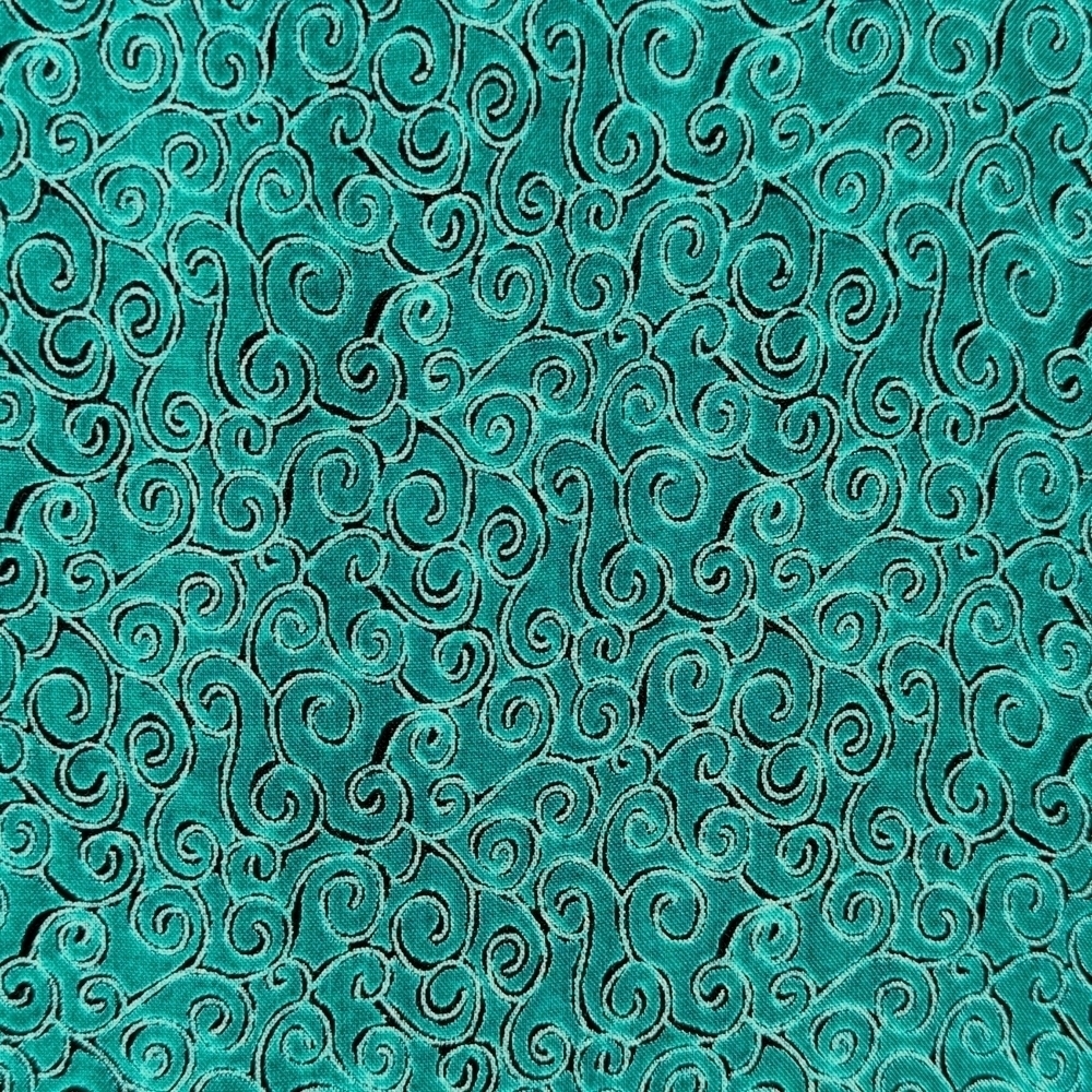 Caribou 80's Vintage Funky Swirl Printed Sleeveless Midi Shift Dress Teal Small - Picture 7 of 14